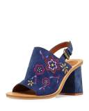 Dakota Embroidered 70mm Sandal, Blue