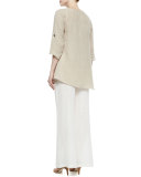 Crinkled Linen Wide-Leg Pants 