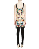 Sleeveless Lace-Trim Printed Slip Dress, Multi Colors