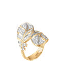 Classic Chain Feather 18k Diamond Overlap Ring, Size 7