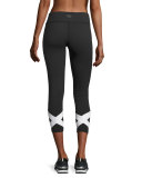 X-Marked Mesh 7/8-Length Leggings, Black