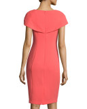 Short-Sleeve Cape-Back Sheath Dress 