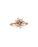 Baguette Diamond Starburst Ring in 18K Rose Gold, Size 6.5