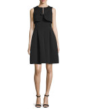 Faux-Vest Fit-&-Flare Dress, Black