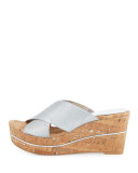 Dani Stretch Wedge Slide Sandal, Silver