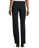 Front-Zip Slight-Flare Pants, Navy