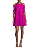 Tiered Ruffle Halter Cocktail Dress, Magenta