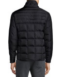 Ryan Nylon & Wool Hooded Puffer Jacket, Black