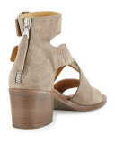 Madrid City Suede Crisscross Sandal, Warm Gray