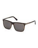 Classic Square Sunglasses, Rose Gold/Brown