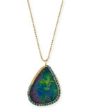 Opal/Blue Diamond Pendant Necklace, 22"