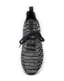 Magma Python-Print Fabric Sneaker, Black/Gray