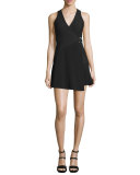 Orion Faux-Wrap Mini Dress, Black