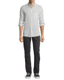 Luxe Performance: Straight-Leg Sateen Jeans, Gray