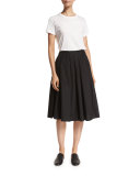 Pleated Midi A-Line Skirt