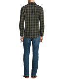 Beach Check Long-Sleeve Sport Shirt, Olive