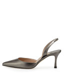 Carolyne Leather Mid-Heel Halter Pump, Anthracite