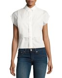 Stevie Short-Sleeve Bib Shirt, Bright White