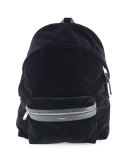 Velvet Backpack w/ Leather Trim, Black