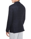 Boucle Plaid Two-Button Sport Jacket, Cobalt