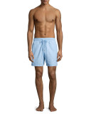 Moorea Coral & Fish Water-Reactive Swim Trunks, Sky Blue