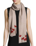 For Love Scarf with Hearts, Taupe