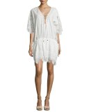 Prairie Broderie Anglaise Lace Caftan Coverup, White