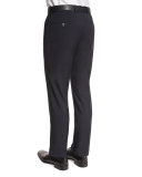 Genesis Flat-Front Slim Trousers, Navy