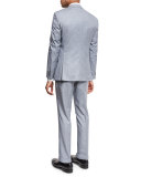 Melange Two-Piece Wool Suit, Light Blue/Gray