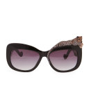 Rose et la Mer Leopard Sunglasses, Black