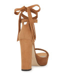 Craft Suede Lace-Up Platform Sandal, Toffee