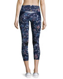 Inco Cropped Sport Leggings, Midnight Peru Print
