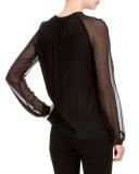Benny Lace-Up Satin Blouse, Black