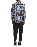 Shields Pipe-Print Shirt, Darkest Black Thread