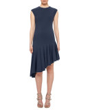 Cap-Sleeve Asymmetric-Hem Dress, Tarn