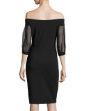 Elke Off-the-Shoulder Cocktail Dress, Black