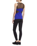 Throttle Mesh-Insert Sport Tank, Indigo