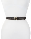 Skinny Leather Logo-Clasp Belt