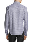 Houndstooth Woven Long-Sleeve Sport Shirt w/Stripe