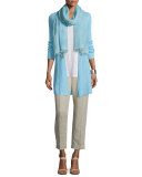 Organic Linen Straight-Leg Ankle Pants, Natural 