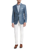 Tic Two-Button Silk-Blend Blazer, Light Blue