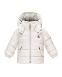 Jules Zip-Front Puffer Coat, White, Size 12M-3