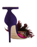 Annie Feather Suede 100mm Sandal