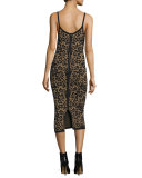 Scoop-Neck Floral Tank Dress, Black