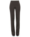 Carole Flat-Front Straight-Leg Pants, Turtle