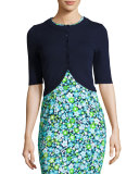 Cashmere Half-Sleeve Shrug, Navy