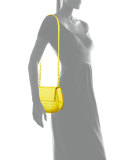Crocodile Chain-Strap Saddle Bag, Yellow