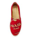 Logo-Embroidered Espadrille Flat
