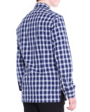 Shadow-Plaid Long-Sleeve Shirt, Black/Blue