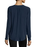 Rosie Split-Neck Long-Sleeve Top, Postman